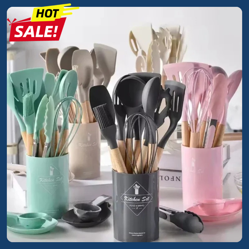 Home Cooking Utensil Set - Conjunto de Utensílios de Silicone 12