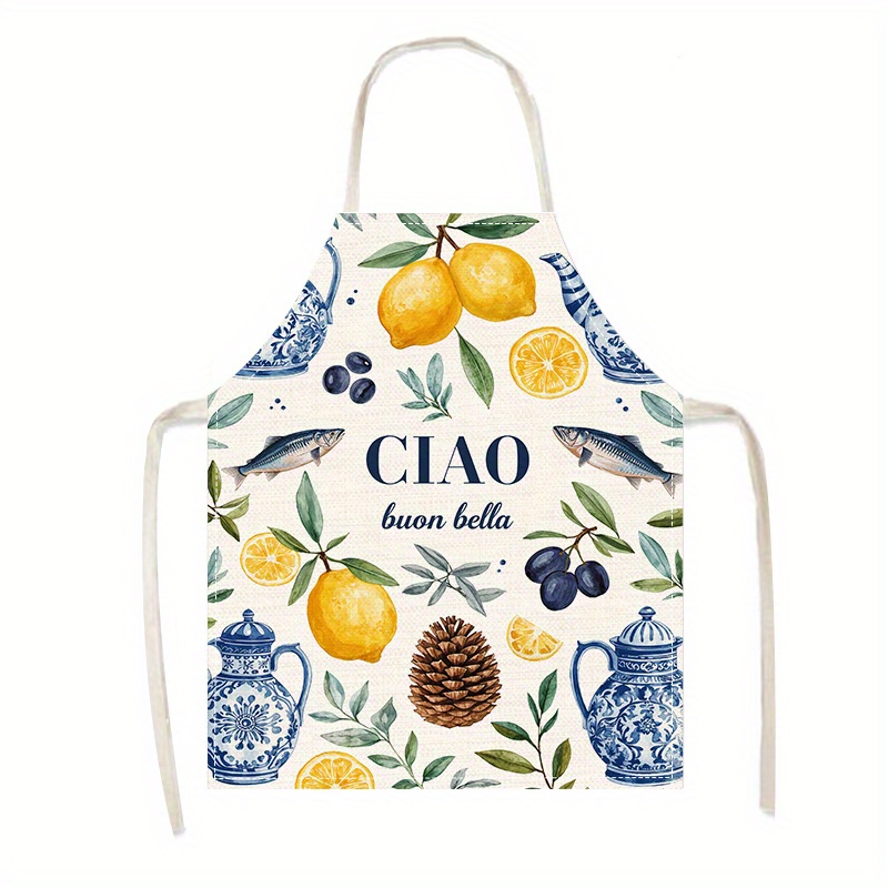 Home Cooking In Italian - 1pc Avental de Linho Plano 2D