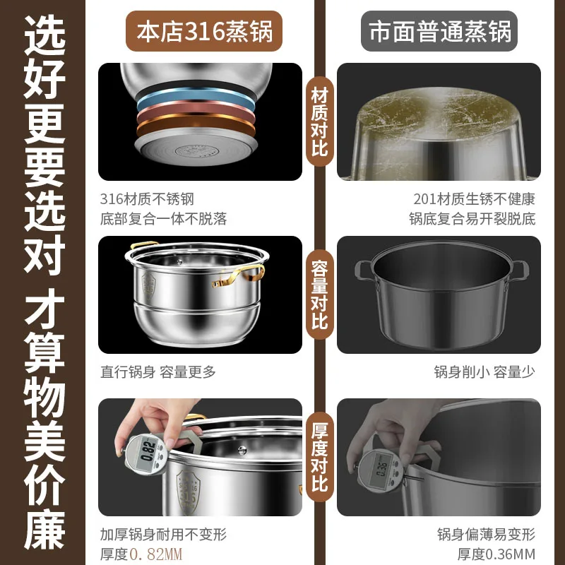Panela a vapor de aço inoxidáv - Home Cooking Services avaliação e preço