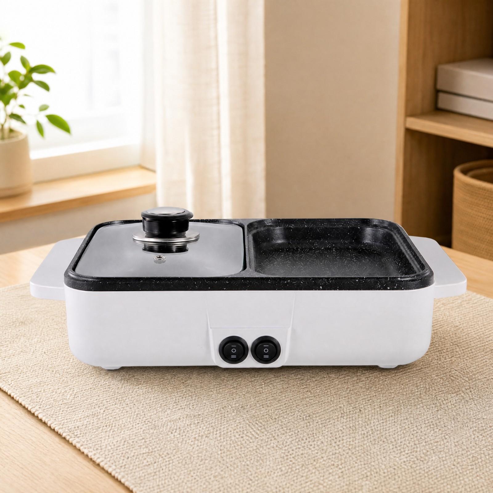 Combo de Grelha Elétrica e Pan - Hot Pot Portable Dual avaliação e preço