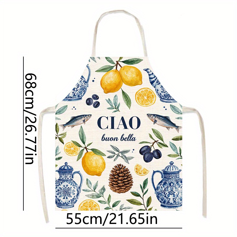 1pc Avental de Linho Plano 2D  - Home Cooking In Italian avaliação e preço